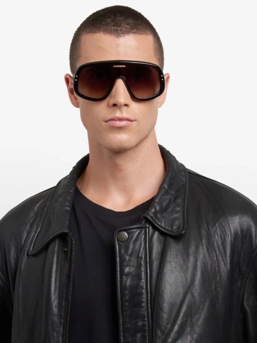 New Carrera FLAGLAB17 02M286 Oversized Shield Sunglasses in Black/Brown